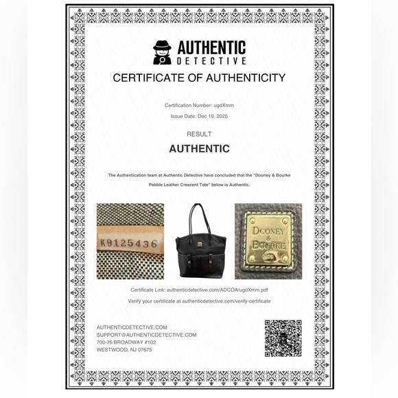 Dooney & Bourke Crescent Pebbled Leather Tote w/ COA & unbranded dust bag (NWOT) - Picture 8 of 8